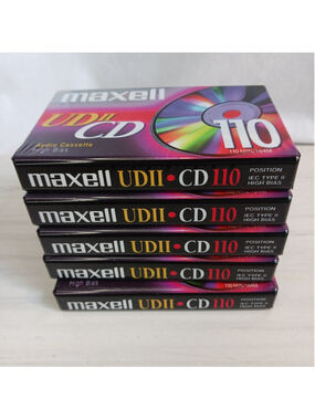 Lot Of 5 Maxell UdII-Cd 110 Sealed NOS Audio Cassette, High Bias VTG RETRO